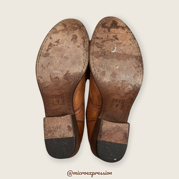 $369 Frye Carson Lace-Up Tan Brown Real Leather Lace Up Pull On Oxford Booties - Picture 15 of 16